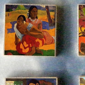 SET of 6 Paul GAUGUIN wood art Magnet Gift set -  TAHITI landscape portrait Impressionism