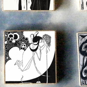 SET of 6 Aubrey BEARDSLEY wood art Magnet Gift Set - belly dancing belly dancer SALOME