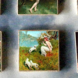 SET of 6 - John COLLIER wood art Magnet Gift SET eve guinevere high priestess of bacchus