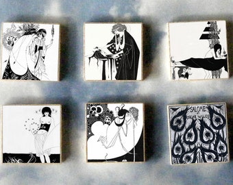 Aubrey BEARDSLEY wood art Magnet Gift SET belly dancing belly dancer SALOME