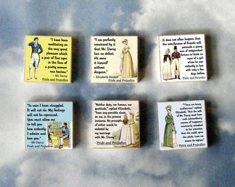 Pride and Prejudice wood art Magnet Gift Set