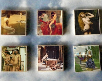 John COLLIER wood art Magnet Gift SET lilith lady godiva