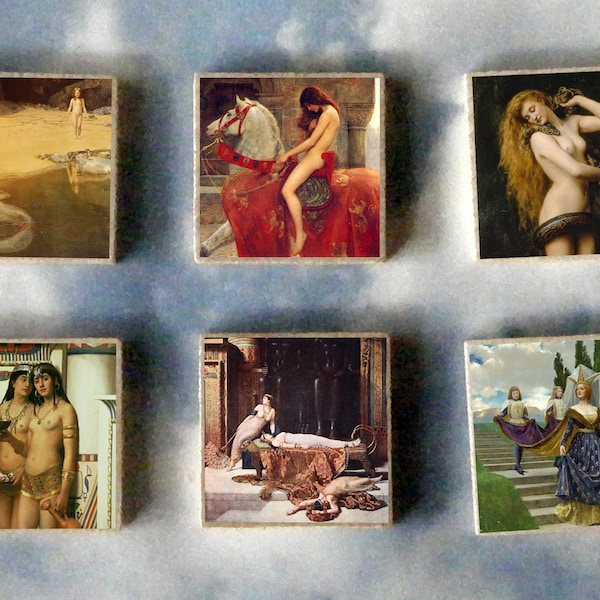 John COLLIER wood art Magnet Gift SET lilith lady godiva