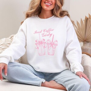 Iced Coffee Crewneck Pink Coffee Sweatshirt Ice Coffee Girly Sweatshirt Pink Coquette Sweatshirt Trendy Iced Coffee Lover Gift for Her