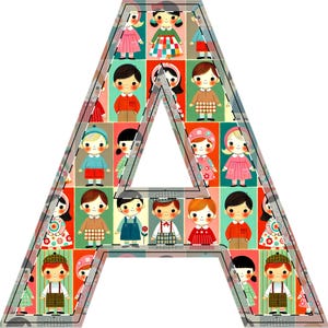 Personalised Retro Print Wooden Letter or Number: Freestanding Decor