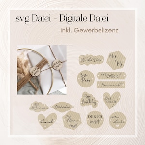 Laser file gift tag including commercial license .svg file | Digital file - dried flower wreath pendant Happy Birthday, Best Educator
