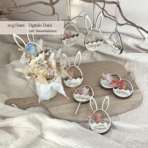 Laserdatei für Osteranhänger & Stecker in Eiform Frohe Ostern, Kleiner Ostergruß - Geldgeschenk SVG Lasercut-Datei inkl. Gewerbelizenz