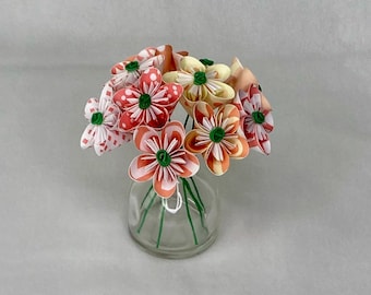 Mini Origami Paper Flower Bouquet in Coral