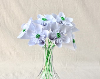 Paper Origami Flower Bouquet in White