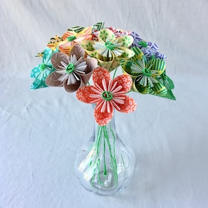 Flower Bouquet in Patterned Origami Paper