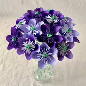 Origami Paper Flower Bouquet in Shades of Purple