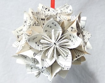 Sheet Music Origami Chirstmas Ornament Large