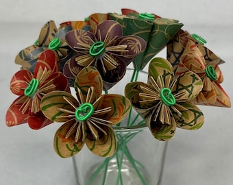 Mini Origami Flower Bouquet in Naturals