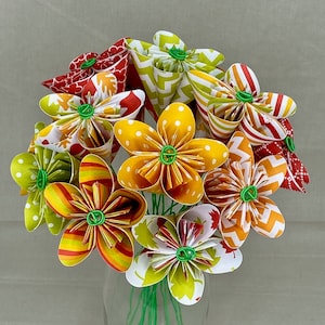 Paper Origami Flower Bouquet in Fall Patterns