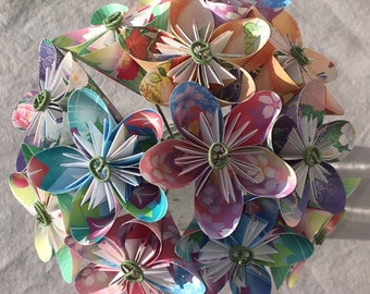 Origami Paper Flower Bouquet in Floral Patterns