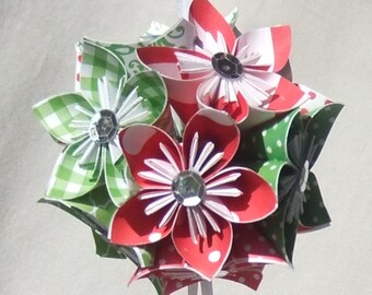 Christmas Tree Ornament Small Joyful Origami Paper Flower Decoration