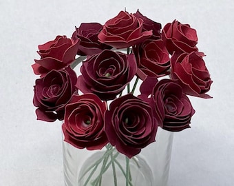 Red Paper Rose Bouquet in Glass Jar – Anniversary Desk Decor