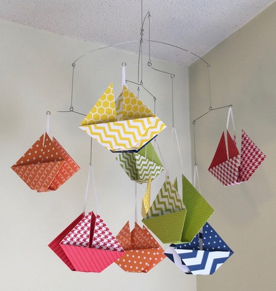 Sailboat Baby Mobile in Patterned Papers