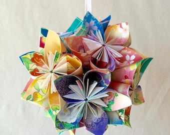 Christmas Tree Ornament Floral Patterned Origami Decoration
