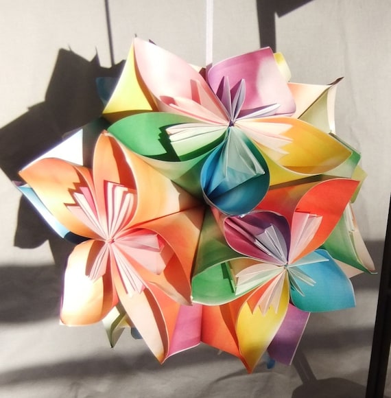 Tie Dye Extra Large Origami Flower Ornament