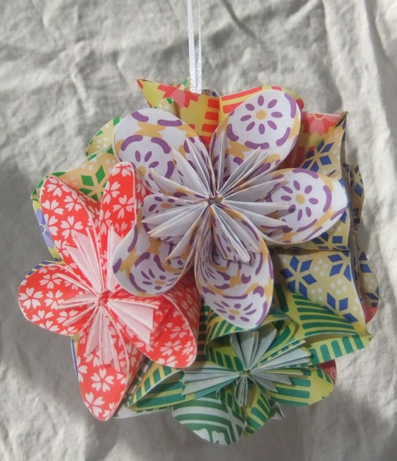 Origami Christmas Ornament In Patterned Paper