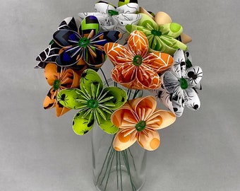 Paper Origami Flower Bouquet in Halloween Paper