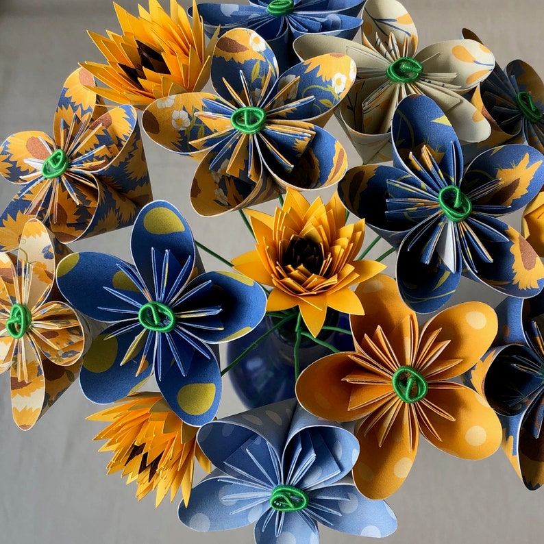 Sunflower Paper Flower Origami Bouquet Etsy UK