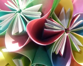 Origami Christmas Tree Ornament in Rainbow Paper