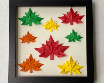 Origami Maple Leaves Shadow Box Wall Art