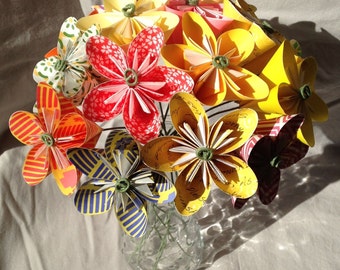 Paper Origami Flower Bouquet in Sunshine Colors