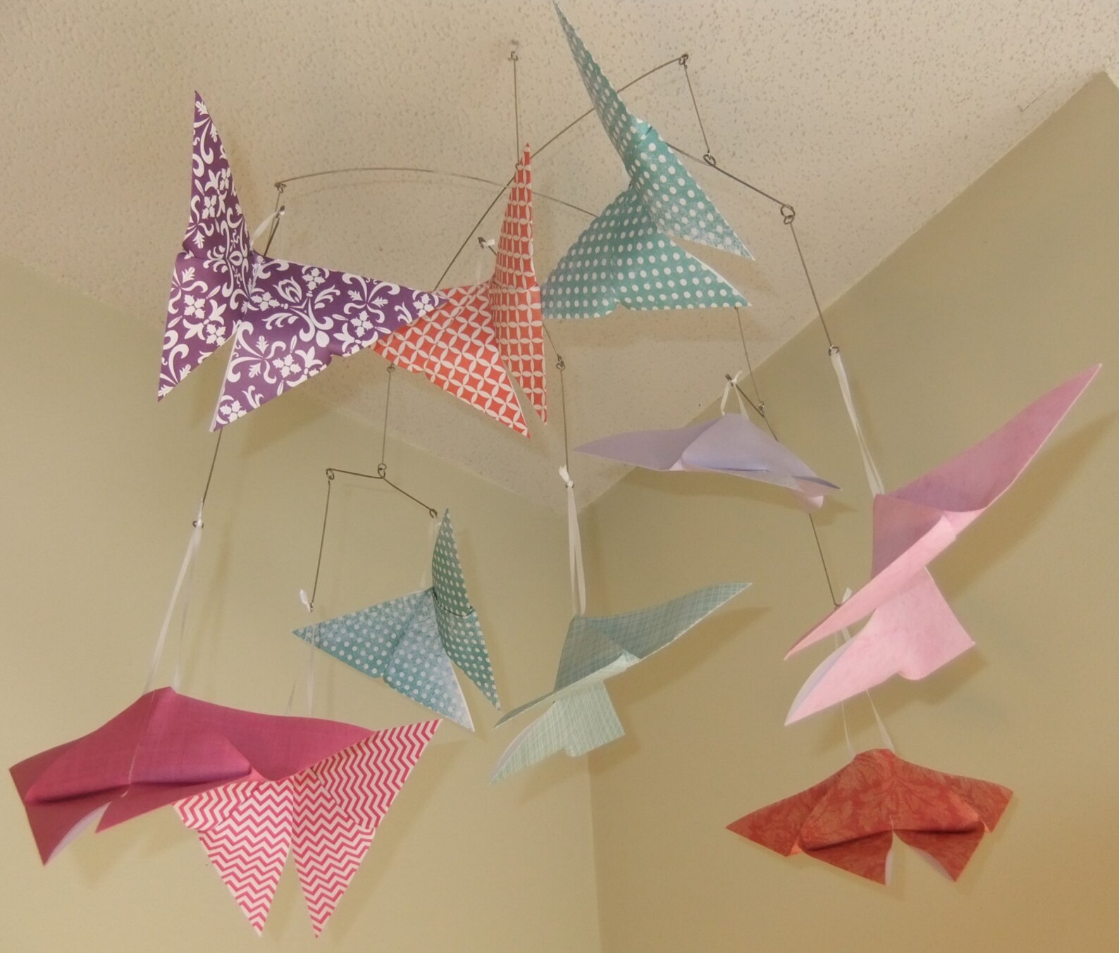 Butterfly Origami Baby Mobile Patterned Whimsy Etsy