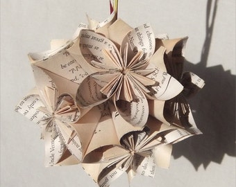 Harry Potter Book Christmas Ornament Origami Paper Flowers