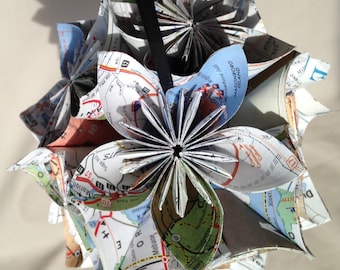 NC Map Origami Christmas Ornament