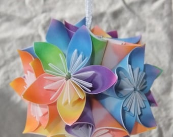 Origami Christmas Ornament in Rainbow Colors