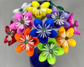 Origami Paper Flower Bouquet in Rainbow Colors