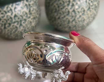 German silver elephant leg bowls - prasadam bowls