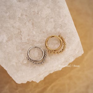 16G StainlessSteel Beaded Chain Septum Ring/Gold Septum Piercing/Hinged Segment Clicker/Cartilage /Helix/Conch Chain Earring/Septum Jewelry