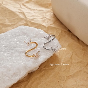 16G Sprial Cartilage Earring/ Danity CZ Butterfly Helix Earring/S-shaped Conch Barbell/Labret Jewelry/Belly Button Ring/Eyebrow/Gift for Her