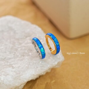 16G Blue Opal Helix Hoop Earring/Cartilage One-piece Opal Hoop/Hinged Segment Clicker/Rook Percing Hoop/Septum Ring/Surgical Steel/Nose Hoop