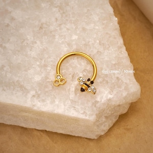16G Tiny Bee Septum Ring/Cartilage Earring Hoop/Nose Ring Hoop/Helix Daith Earring/Tragus Earring/Horseshoe Septum Ring/Lip Piercing Jewelry