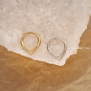 16G 316L Surgical Stainless Steel Septum Nose Ring Hoop Cartilage/Daith/Conch/Helix Hoop Earring Double Clicker Gold Silver Piercing Jewelry