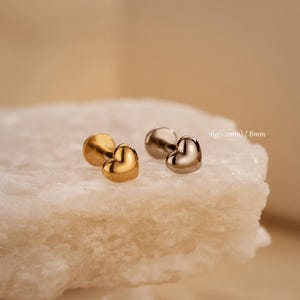16G Titanium Internally Threaded Flat Back Heart Labret Stud Cartilage Stud Helix/Conch/Tragus Earring Jewelry Flat Back Stud for Women Men