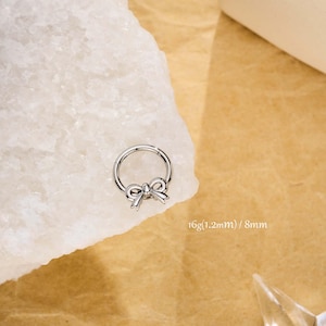16G Bow Septum Ring | Cutie Septum Jewley | Daith Earring | Hinged Clicker Hoop | Huggie Hoops | Jewelry Gifts
