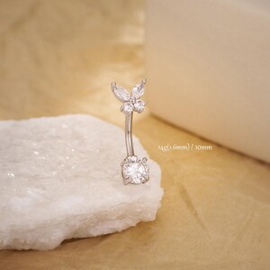 Butterfly Belly Button Piercing/14G Dainty CZ Navel Ring/Navel Barbell/Nave Piercing Jewelry/Belly Ring/Curved Barbell/Body Piercing Jewelry