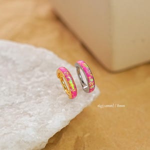Orecchino a cerchio con elica in opale rosa 16G/Clip a segmento incernierato/Orecchino a cerchio per cartilagine in argento/Orecchino a cerchio in opale monoblocco/Piercing al naso in acciaio chirurgico