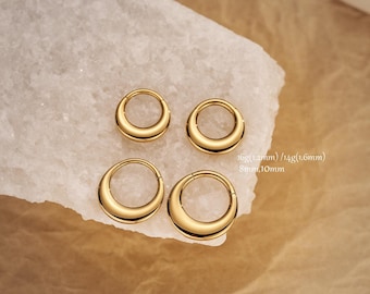 Anillo de tabique grueso de oro de 16 g y 14 g, piercing para tabique nasal, aro con bisagras, cartílago, hélix, caracola, joya para tabique nasal grueso, anillo para nariz.