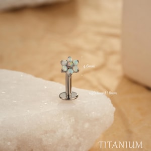14G Opal Belly Button Ring/Tiny Flower Floating Belly Ring/Navel Barbell/Navel Piercing/Curved Barbell/Belly Piercing Jewelry/Gifts for Her