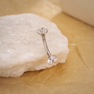 14G Titanium Internally Threaded Belly Ring Piercing/Clear CZ Navel Ring/Curved Barbell/Navel Barbell/Belly Button Piercing Jewelry/Gifts