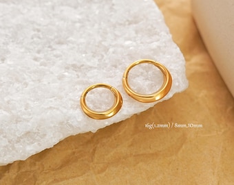 Anillo para tabique nasal de acero quirúrgico grueso de oro de 16 quilates, aro grueso, aro Daith, aro de caracola, aro de luna, piercing para tabique nasal, aro para nariz, regalos