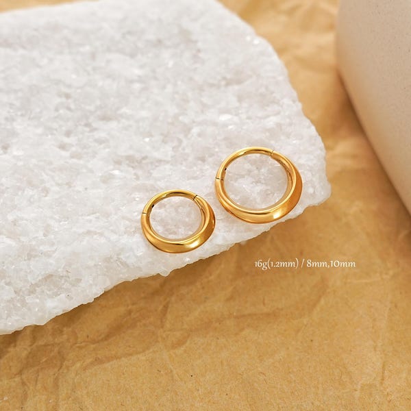 16G Gold Thick Surgical Steel Septum Ring/Chunky Septum Hoop/Daith/Conch Hoop Earring Hoop/Moon Septum Ring/Septum Piercing/Nose Hoop/Gifts